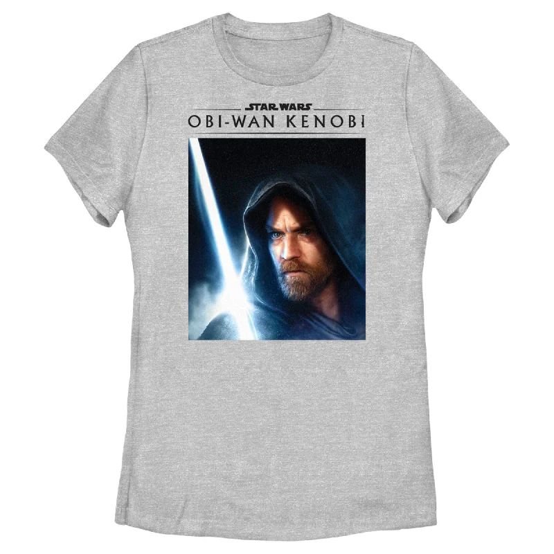 Women's Star Wars: Obi-Wan Kenobi Lightsaber Glow Kenobi Portrait T-Shirt-- Oversized T-Shirt Spandex breathable Women's Star Wars: Obi-Wan Kenobi Lightsaber Glow Kenobi Portrait T-Shirt-- Oversized T-Shirt Spandex breathable
