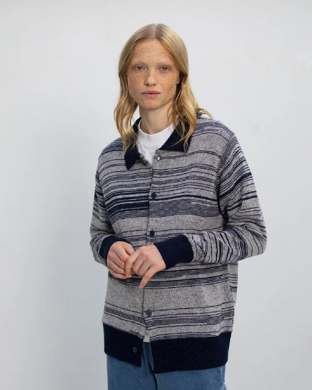 Knit Unisex Merino Wool Shirt Blue Stripe-- Sequined Glittery Shiny