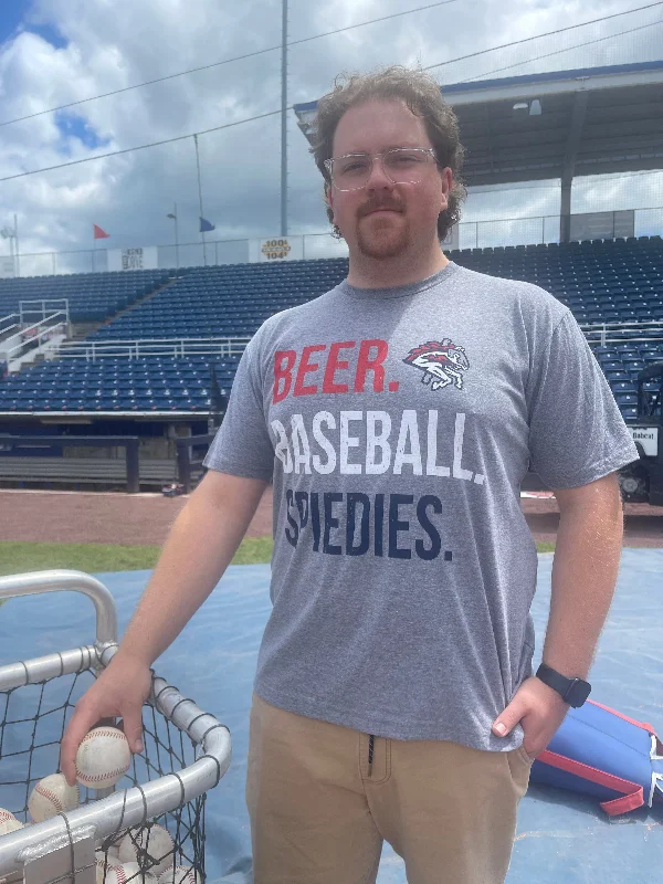 BRP New! Beer. Baseball. Spiedies/ Hthr Gray T-Shirt by 108 Stitches-- Lace Blend Ribbed Blend Corduroy Blend