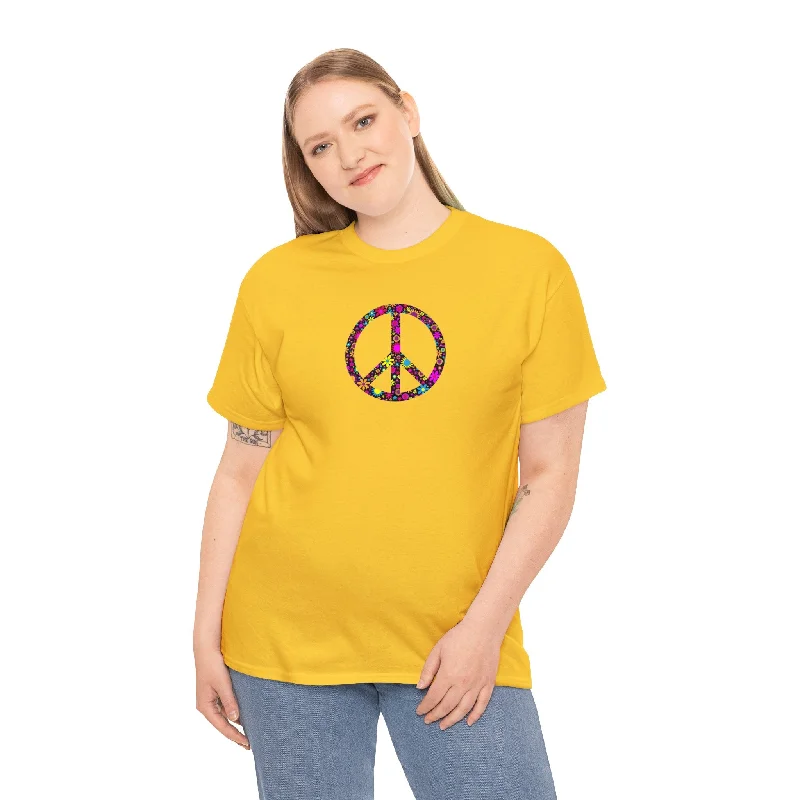 Love and Peace Design Psychedelic T-Shirt-- Knit Fabric Woven Fabric Fleece Fabric