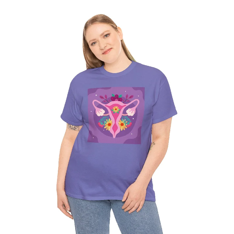Vagina Flowers Decoration Art T-Shirt-- Graphic Embroidered Appliqued