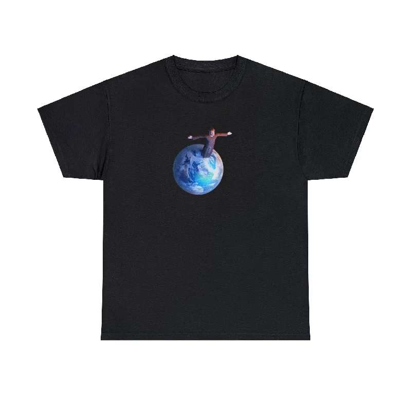 Jesus On Planet Earth Design Cotton T-Shirt-- Rayon Velvet Corduroy