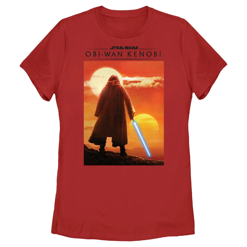 Women's Star Wars: Obi-Wan Kenobi Two Suns and Kenobi on the Horizon T-Shirt-- Striped Floral Plaid