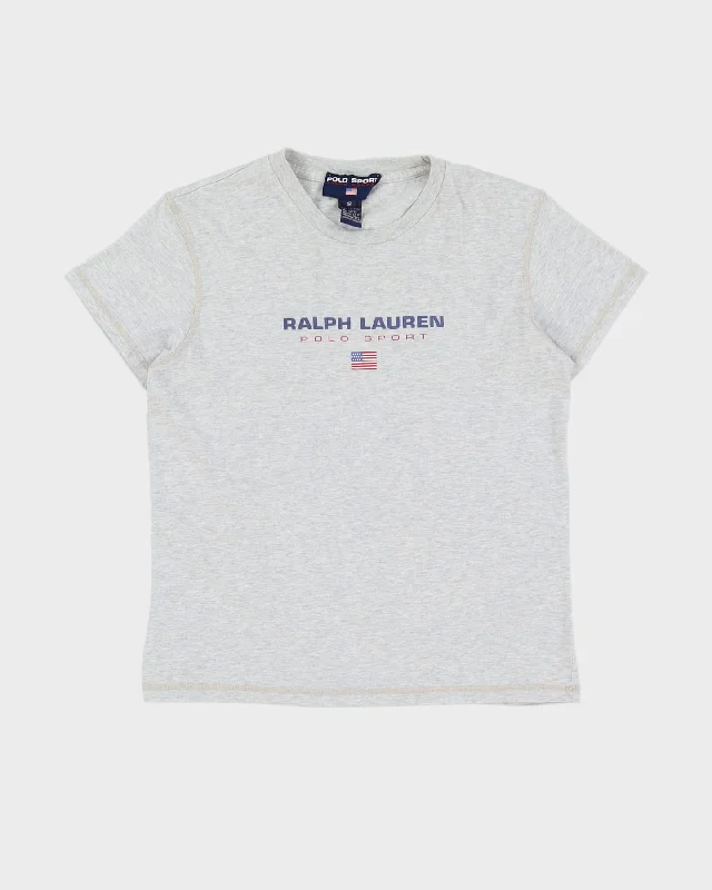 Vintage 90s Polo Sport Ralph Lauren Grey T-Shirt - S-- Fleece Nylon Spandex