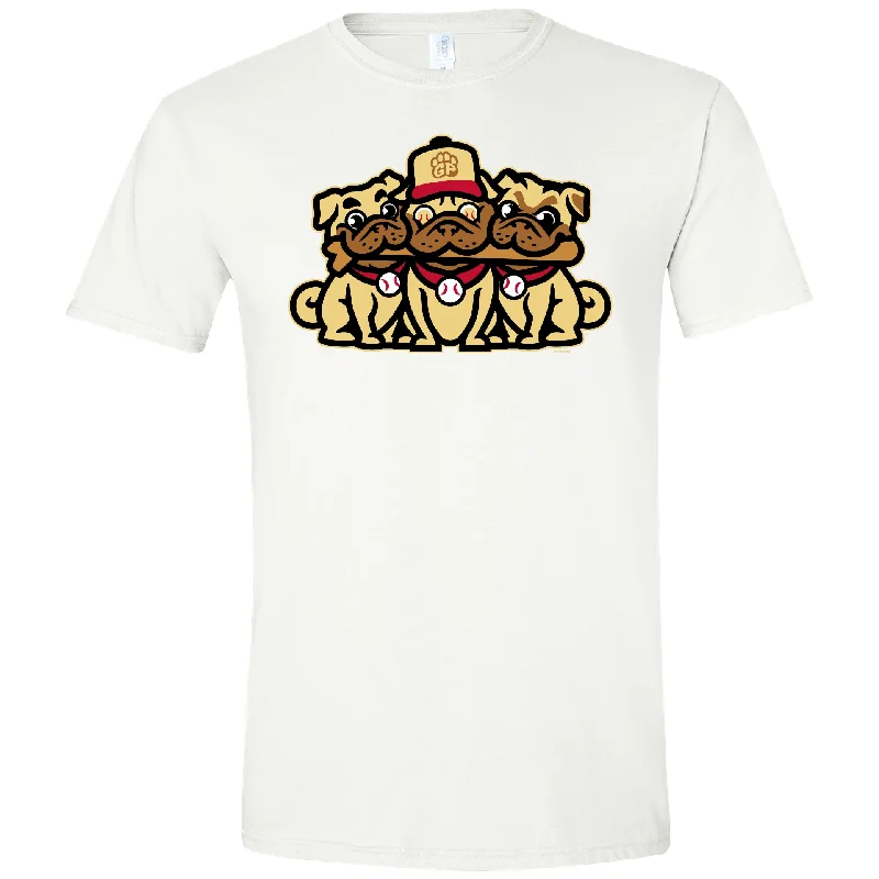 BRP NEW! Adult Night of the Grumble Pugs White Double-Sided Theme Night White T-Shirt-- Denim Fabric Leather Fabric Suede Fabric