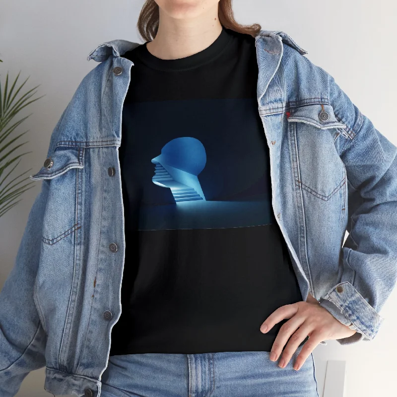 Face Silhouette, Mental Wellness T-Shirt-- Houndstooth Herringbone Solid