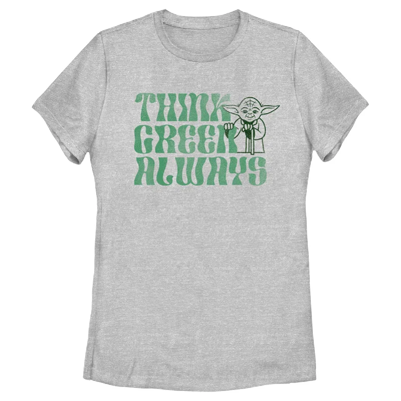 Women's Star Wars Yoda St. Patrick's Day Think Green Always T-Shirt-- Lace Blend Ribbed Blend Corduroy Blend Women's Star Wars Yoda St. Patrick's Day Think Green Always T-Shirt-- Lace Blend Ribbed Blend Corduroy Blend