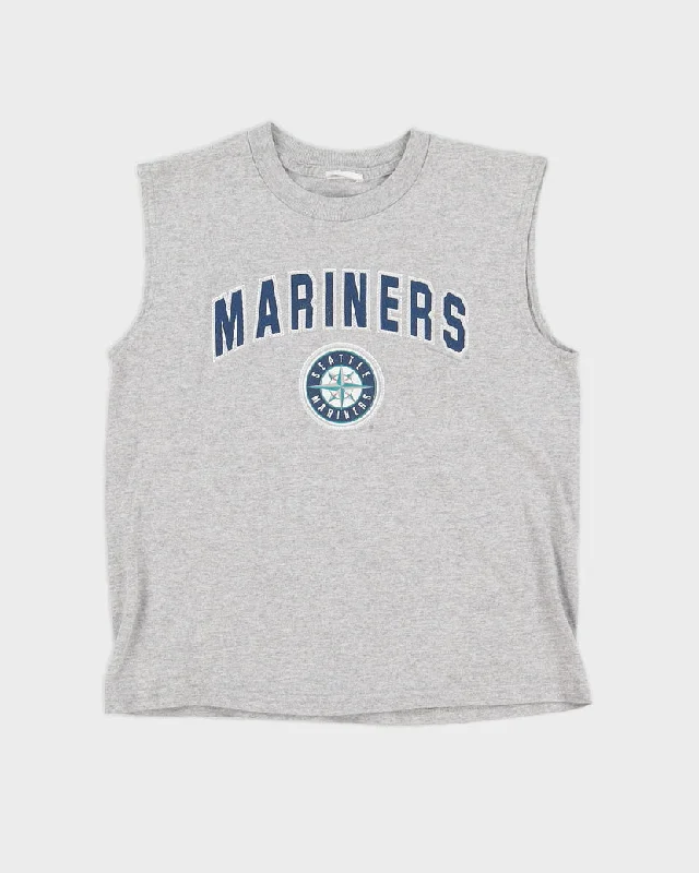 Vintage 90s Seattle Mariners Sleeveless T-Shirt - S-- Elasticated Padded Insulated