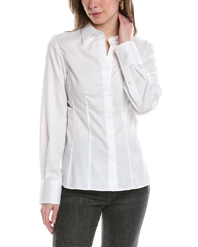Helmut Lang Seamed Slash Shirt-- Chenille Brocade Lace