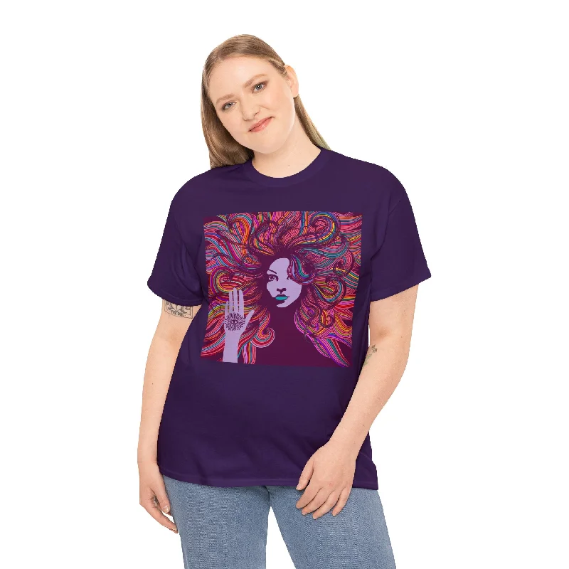 Hippie Woman Psychedelic T-Shirt-- Rayon Fabric Velvet Fabric Corduroy Fabric