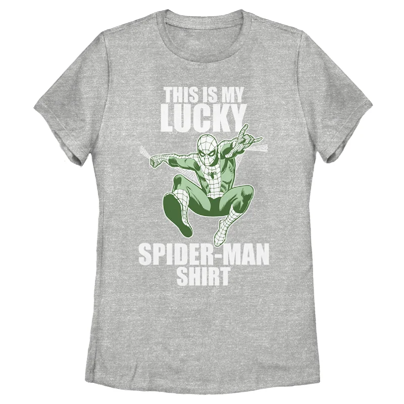 Women's Marvel St. Patrick's Day Spider-Man Lucky T-Shirt-- Rayon Velvet Corduroy