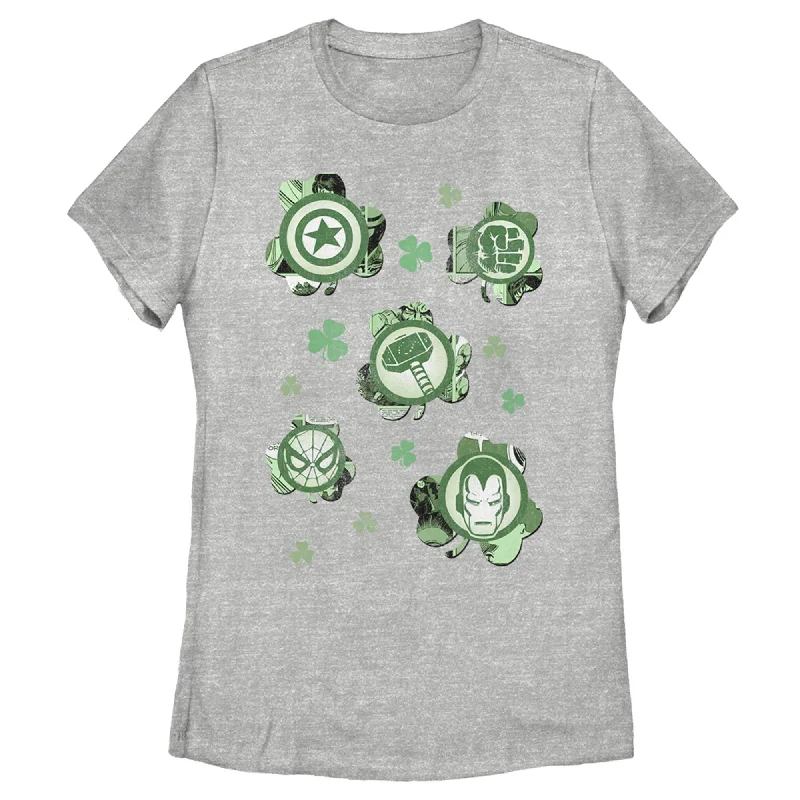 Women's Marvel St. Patrick's Day Clover Icon T-Shirt-- V-Neck T-Shirt Long Sleeve Cotton Women's Marvel St. Patrick's Day Clover Icon T-Shirt-- V-Neck T-Shirt Long Sleeve Cotton