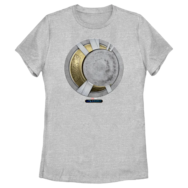 Women's Marvel: Moon Knight Gold Mummy Wrapped Crescent Moon Emblem T-Shirt-- Chenille Brocade Lace