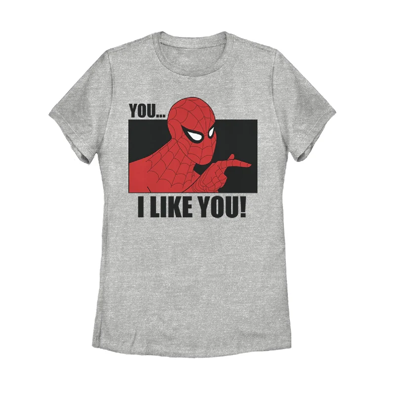 Women's Marvel Spider-Man Likes You T-Shirt-- Handmade Hand-knitted Hand-woven