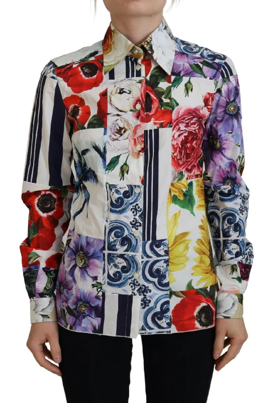 Dolce & Gabbana  Women's Floral Print Shirt-- Wool Fabric Cashmere Fabric Tweed Fabric