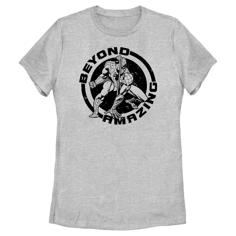 Women's Spider-Man: Beyond Amazing Split Distressed Circle T-Shirt-- Terry Blend Velvet Blend Canvas Blend