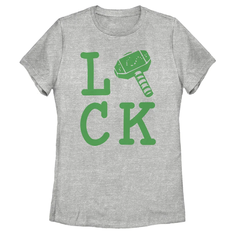 Women's Marvel St. Patrick's Day Thor Luck T-Shirt-- Print Jacquard Patchwork