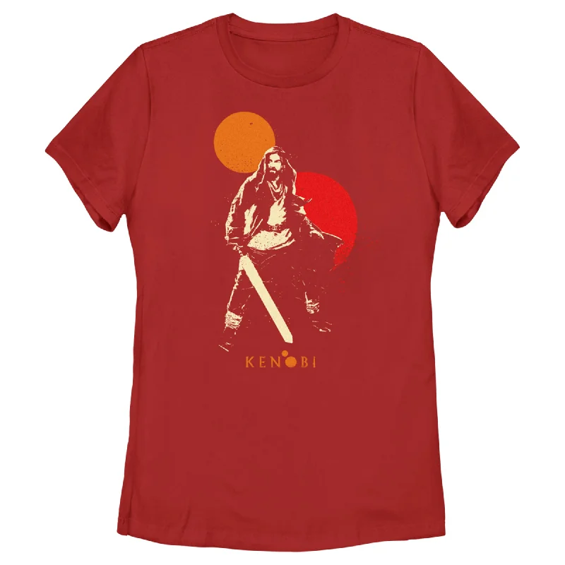 Women's Star Wars: Obi-Wan Kenobi Two Suns and Kenobi Outline T-Shirt-- Front Pockets Side Pockets Patch Pockets Women's Star Wars: Obi-Wan Kenobi Two Suns and Kenobi Outline T-Shirt-- Front Pockets Side Pockets Patch Pockets