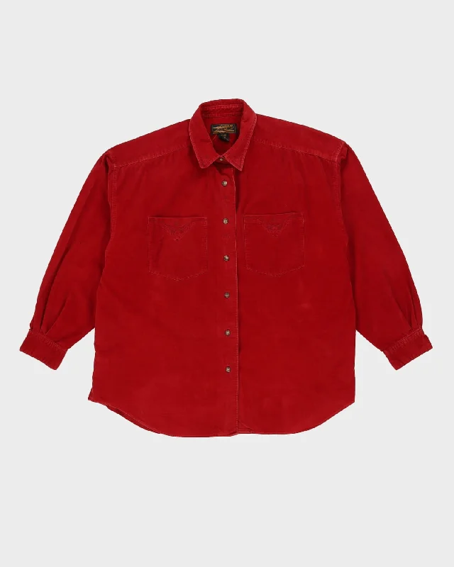 Vintage 90s Eddie Bauer Red Long-Sleeve Corduroy Oversized Shirt - L-- Elegant Classic Vintage Vintage 90s Eddie Bauer Red Long-Sleeve Corduroy Oversized Shirt - L-- Elegant Classic Vintage
