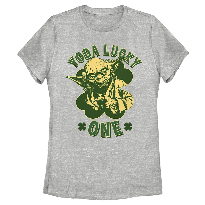 Women's Star Wars St. Patrick's Day Yoda Lucky One T-Shirt-- Hooded Caped Shawl Collar Women's Star Wars St. Patrick's Day Yoda Lucky One T-Shirt-- Hooded Caped Shawl Collar