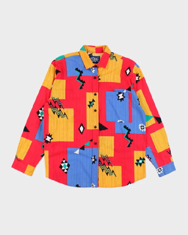 Vintage 90's Wrangler Multi-Coloured Workwear Shirt - L-- Rayon Fabric Velvet Fabric Corduroy Fabric
