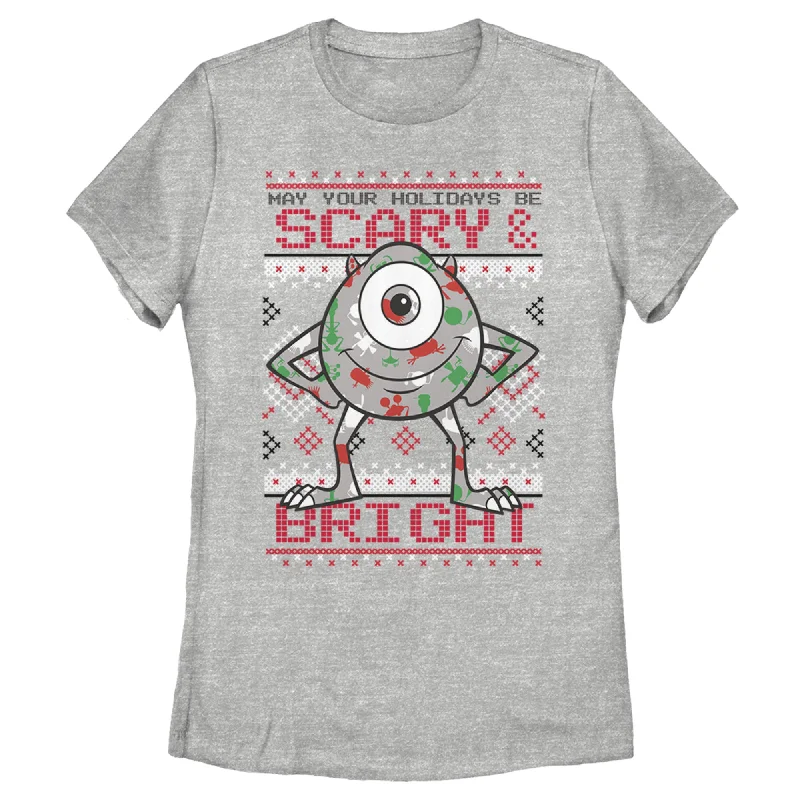 Women's Monsters Inc Mike Wazowski Holidays T-Shirt-- Elasticated Padded Insulated