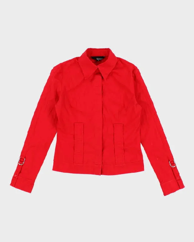 Vintage 90s Women's Gladith Red Shirt - S-- Hooded Caped Shawl Collar