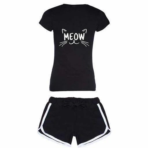 Girl's Cotton Short And T-Shirt Comfortable Night Suit-- Iron Safe Non-Iron Wrinkle Free