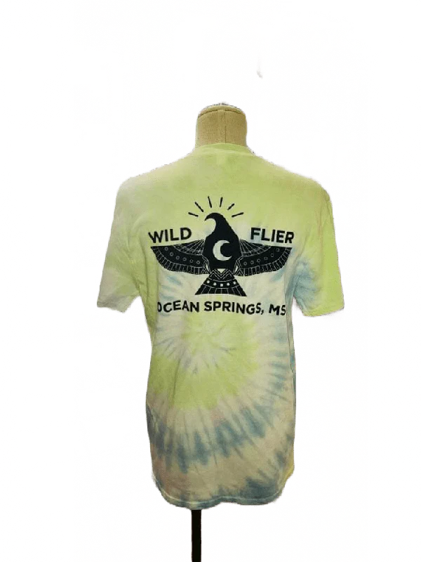 Wild Flier Logo T-Shirt: Totem Tie Dye Ocean-- Zippered Front Buttoned Front Snap Front