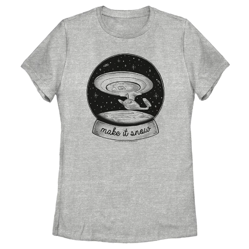 Women's Star Trek: The Next Generation USS Enterprise Captain Picard Make It Snow T-Shirt-- Lace Blend Ribbed Blend Corduroy Blend