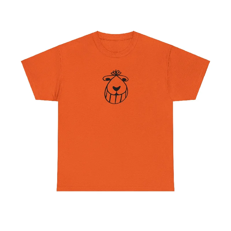 Space Hopper, Casual Crew Neck T-Shirt-- Beaded Sequined Faux Fur