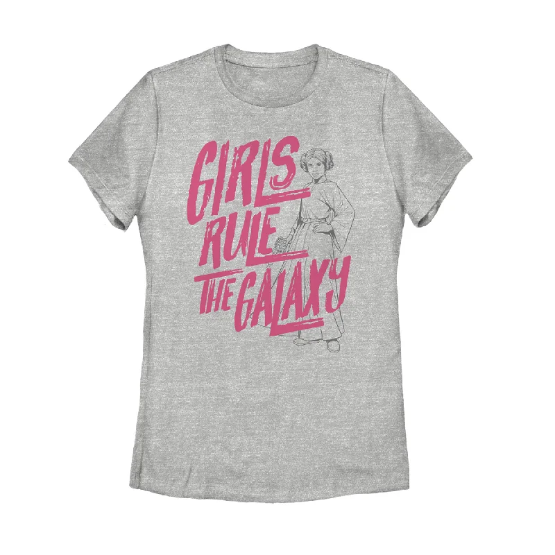 Women's Star Wars Leia Girls Rule Galaxy T-Shirt-- Anti-Pilling Machine Wash Handmade Women's Star Wars Leia Girls Rule Galaxy T-Shirt-- Anti-Pilling Machine Wash Handmade