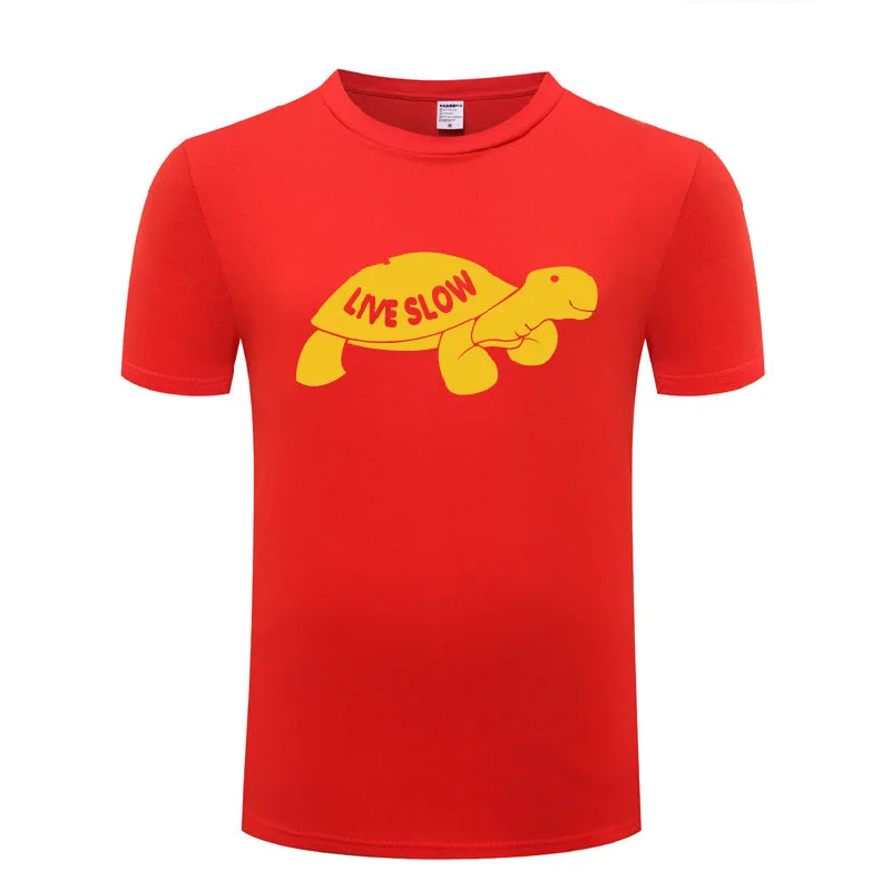 'Live Slow' Cute Cartoon Turtle T-Shirt-- Hooded Caped Shawl Collar