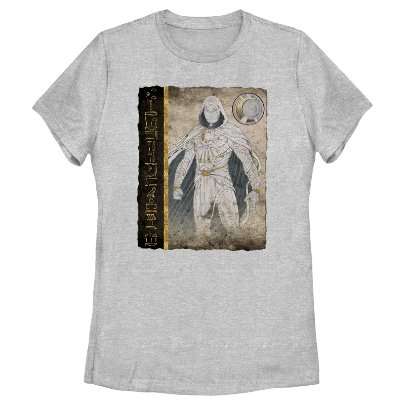 Women's Marvel: Moon Knight Hierographic Superhero Profile Sketch T-Shirt-- Chenille Blend Fleece Blend Nylon Blend