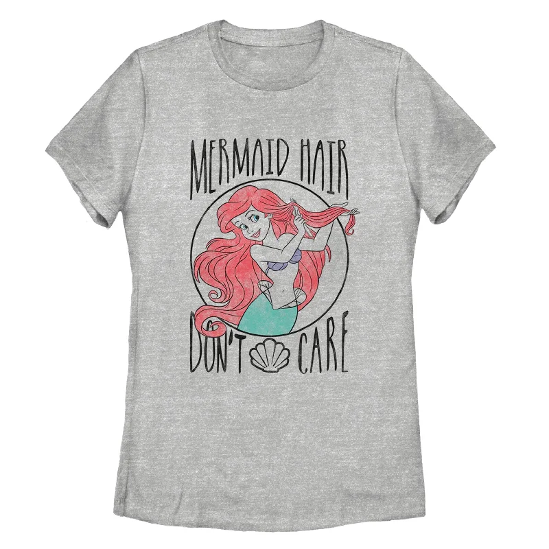 Women's The Little Mermaid Ariel Hair Don't Care T-Shirt-- Mesh Blend Leather Blend Suede Blend