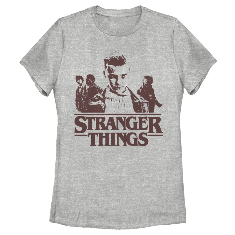 Women's Stranger Things Eleven Punk and Friends T-Shirt-- Houndstooth Herringbone Solid