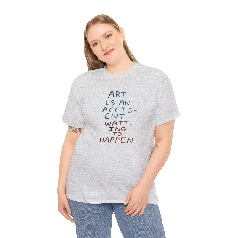 Art Is An Accident Waiting To Happen, Artist T-Shirt-- Striped Floral Plaid