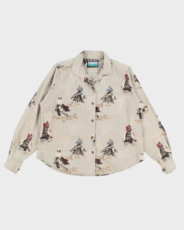 Vintage 90s Sandy River Cowboy Flannel Shirt - L-- Hooded Caped Shawl Collar