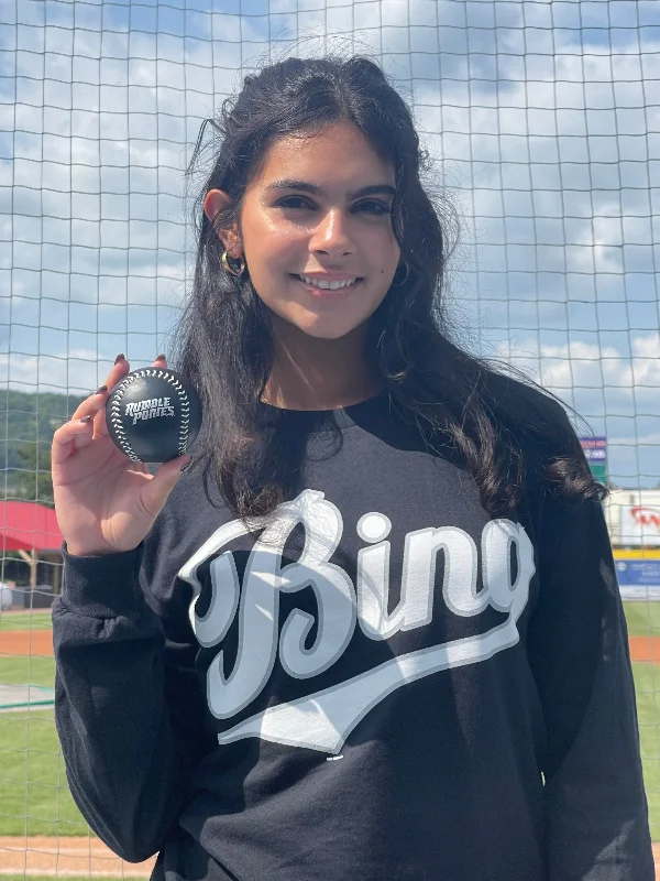 BRP NEW!  BLACK LONG-SLEEVE ICONIC "BING" LOGO T-SHIRT-- Satin Blend Silk Blend Wool Blend
