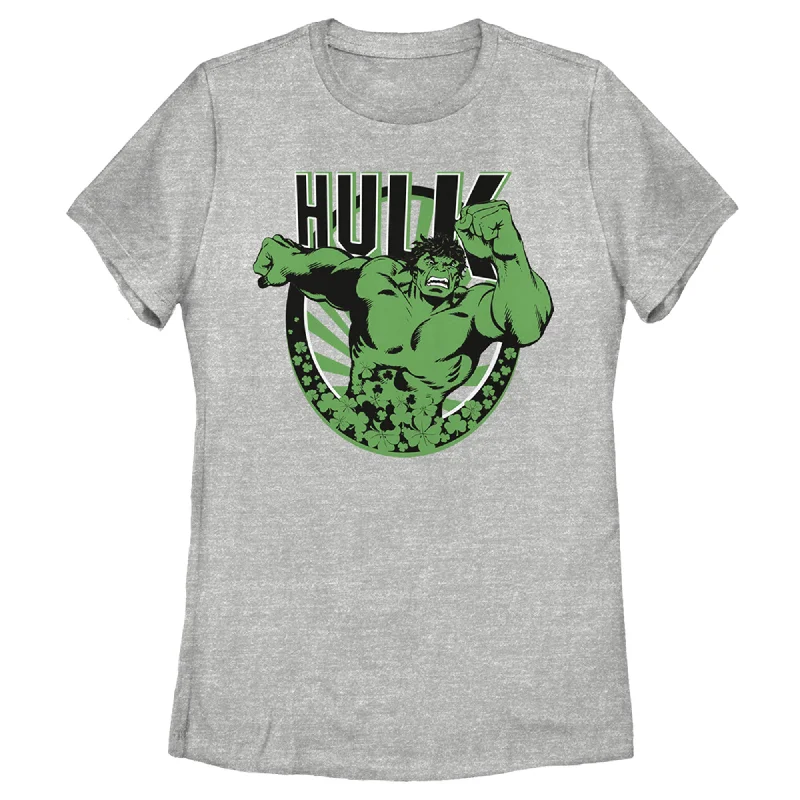 Women's Marvel St. Patrick's Day Hulk Running Shamrock T-Shirt-- Spandex Blend Rayon Blend Denim Blend