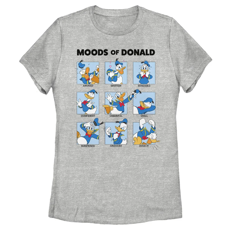 Women's Mickey & Friends Moods of Donald Duck T-Shirt-- Satin Fabric Silk Fabric Chiffon Fabric