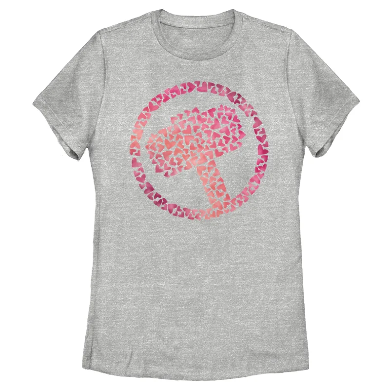 Women's Marvel Thor Heart Hammer T-Shirt-- Fitted T-Shirt Seamless Stretchy