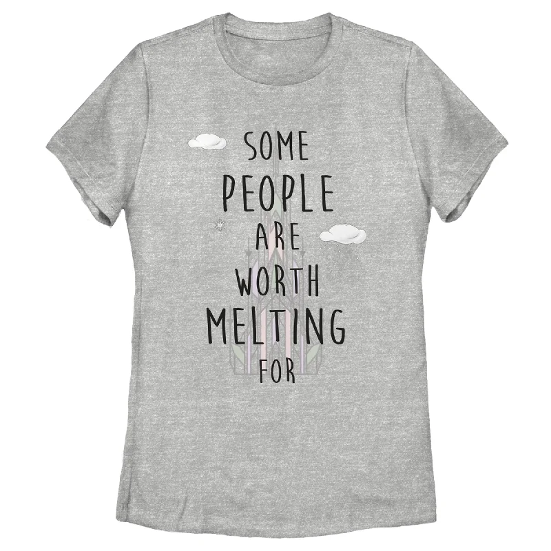 Women's Frozen People Worth Melting For T-Shirt-- V-Neck T-Shirt Long Sleeve Cotton