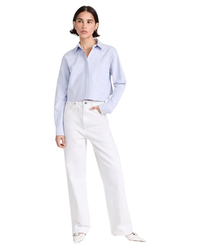 Oxford Crop Uniform Shirt-- Cozy Warm Stylish