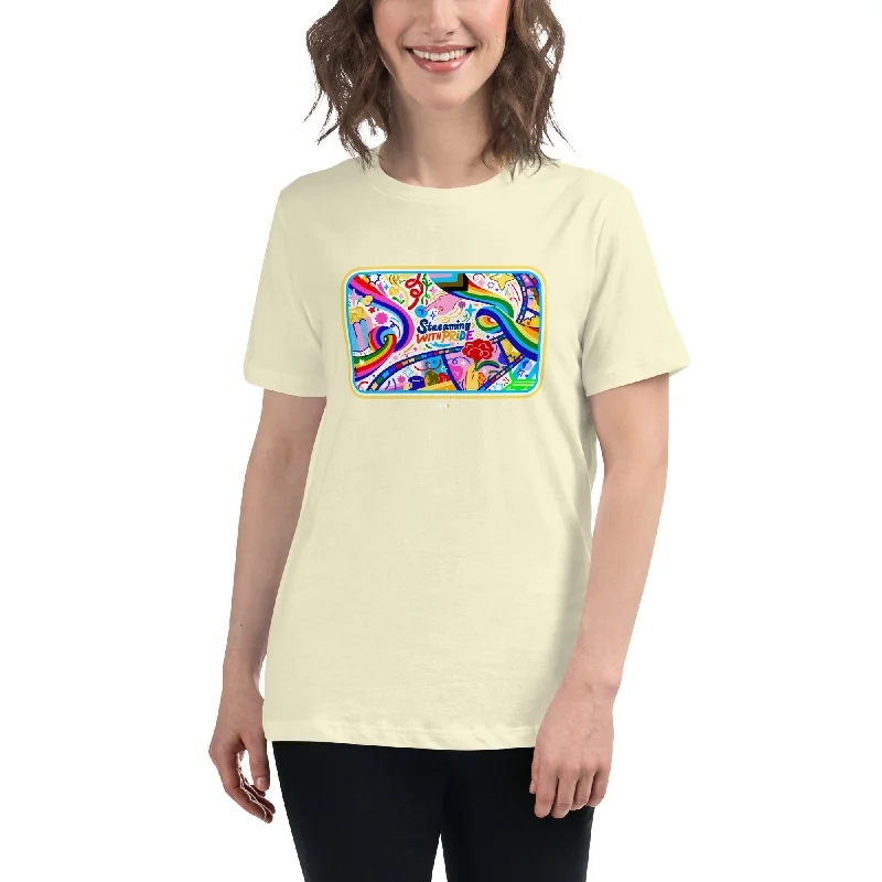 Women's Streaming with Pride T-Shirt-- Modern Contemporary Chic