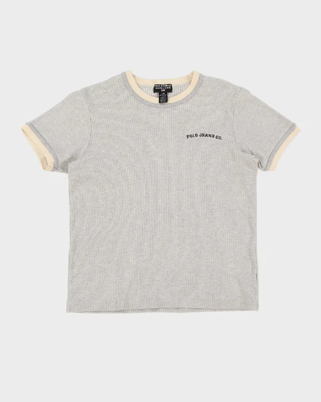 Vintage 90s Polo Jeans Co. Grey Waffle T-Shirt - L-- Layered Multi-layer Single Layer Vintage 90s Polo Jeans Co. Grey Waffle T-Shirt - L-- Layered Multi-layer Single Layer