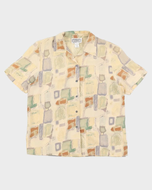 Vintage 90s Silkland Collection Beige Shirt - S-- Lace Blend Ribbed Blend Corduroy Blend Vintage 90s Silkland Collection Beige Shirt - S-- Lace Blend Ribbed Blend Corduroy Blend