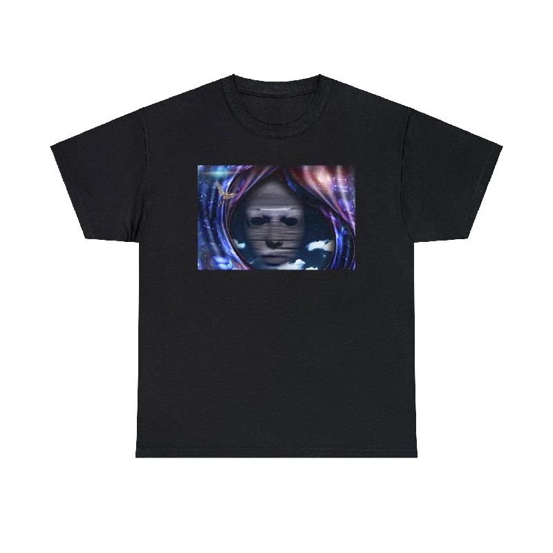 Surrealism Mask Opening the Veil of Life, Graphic T-Shirt-- Zippered Buttoned Snapped Surrealism Mask Opening the Veil of Life, Graphic T-Shirt-- Zippered Buttoned Snapped