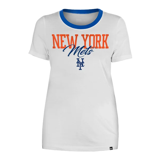 BRP NEW! NY Mets Women's White S/S T-Shirt-- Print Jacquard Patchwork