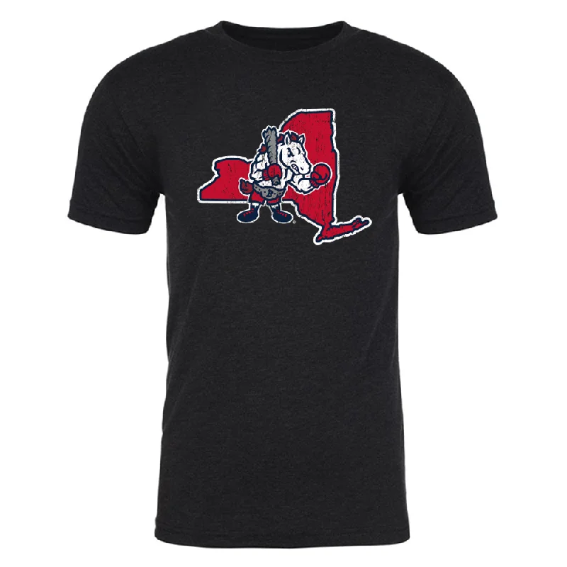 BRP New!  NYS Heather Black S/S T-Shirt w/Boxing Rowdy Logo-- Solid Print Embellished